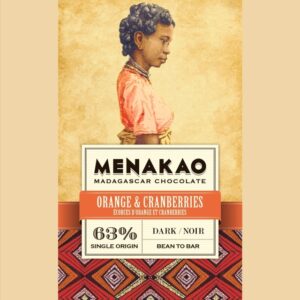 Menakao – Chocolat Noir 63% Madagascar – Écorces d’Orange et Cranberries